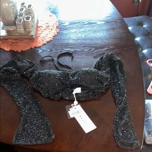 Oh Polly Black Sequin Crop Top